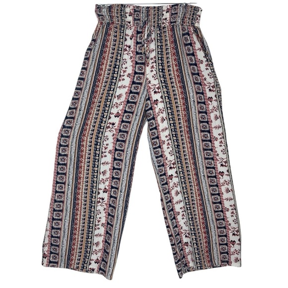 Bebop Bohemian Pants Multicolor Flowy Summer Lightweight Casual Size Lg Juniors - Picture 1 of 12